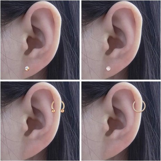 Studs Ringen Chirurgisch Staal 8mm 16G Platte Terug Barbell Hoefijzer — afbeelding 3
