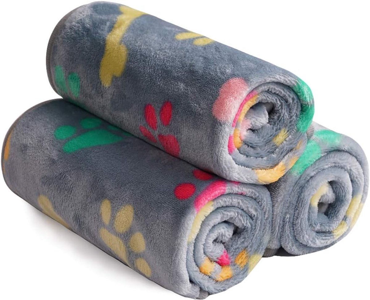 Dekens Super Zachte Pluizige Premium Fleece Huisdier Deken Flanellen Gooi voor Hond Puppy Kat, Large (41*31"), Grijs Been