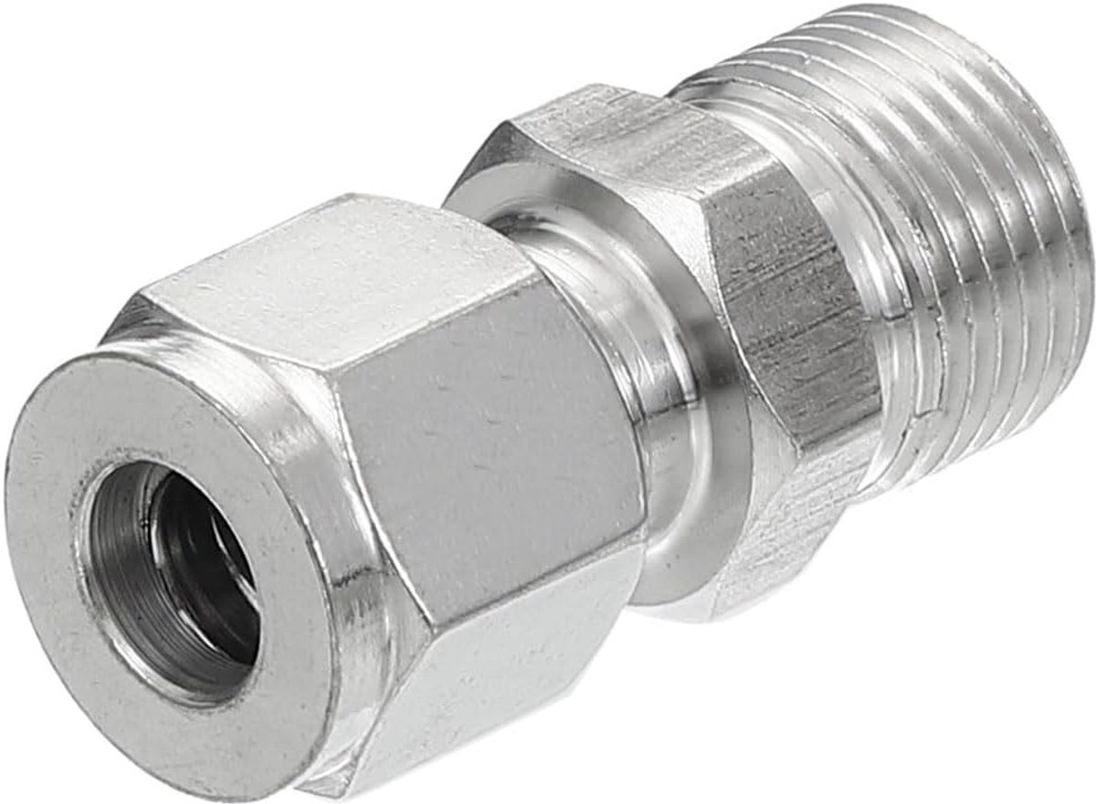 3/8G x 8 mm compressiebuisaansluiting van roestvrij staal 304, dubbele compressiebuis, rechte adapter