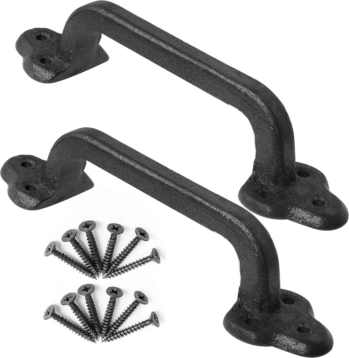 Rustic Gate Handle:9 Inch Cast Iron Sliding Barn Door Handle,Vintage Metal Gate Pull Handle Fence Handle Antique Long Cabinet Handles for Outdoor,Garage,Closet,Interior,Drawer,Brown,2 Packs