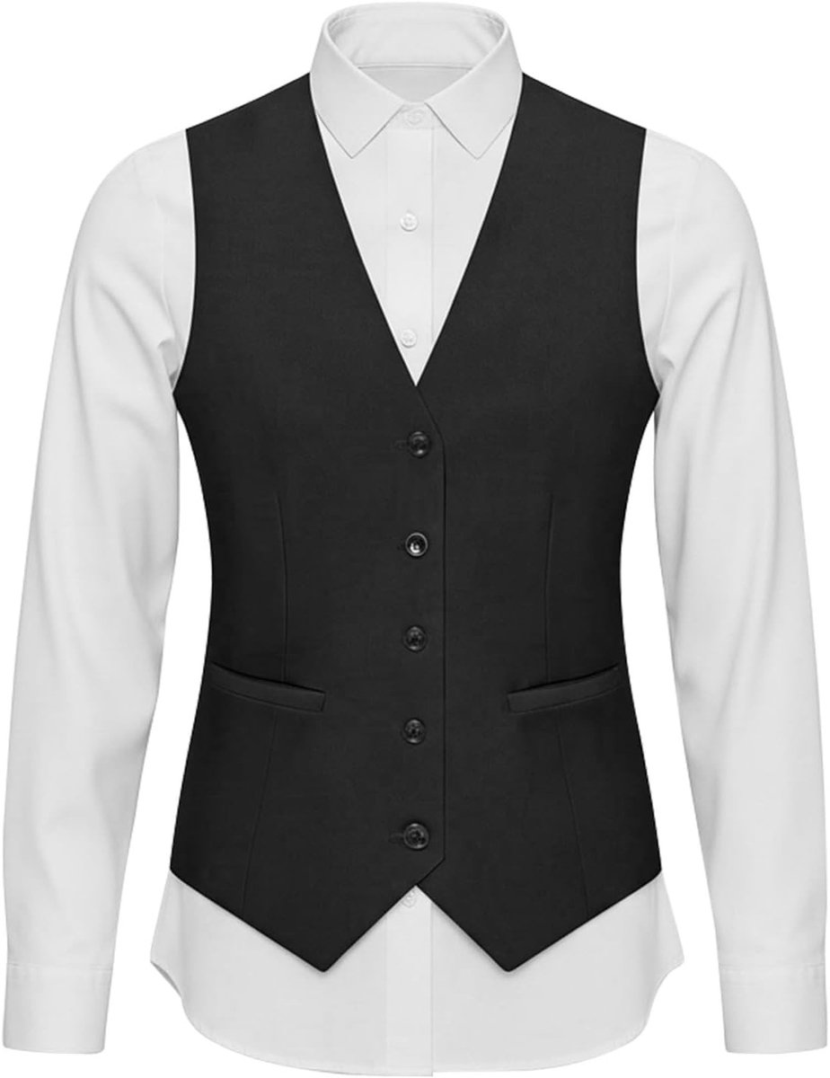 Elegante Zwarte Kostuumvest voor Mannen - Slim Fit Formele Tuxedo met 5 Knopen en Praktische Zakjes