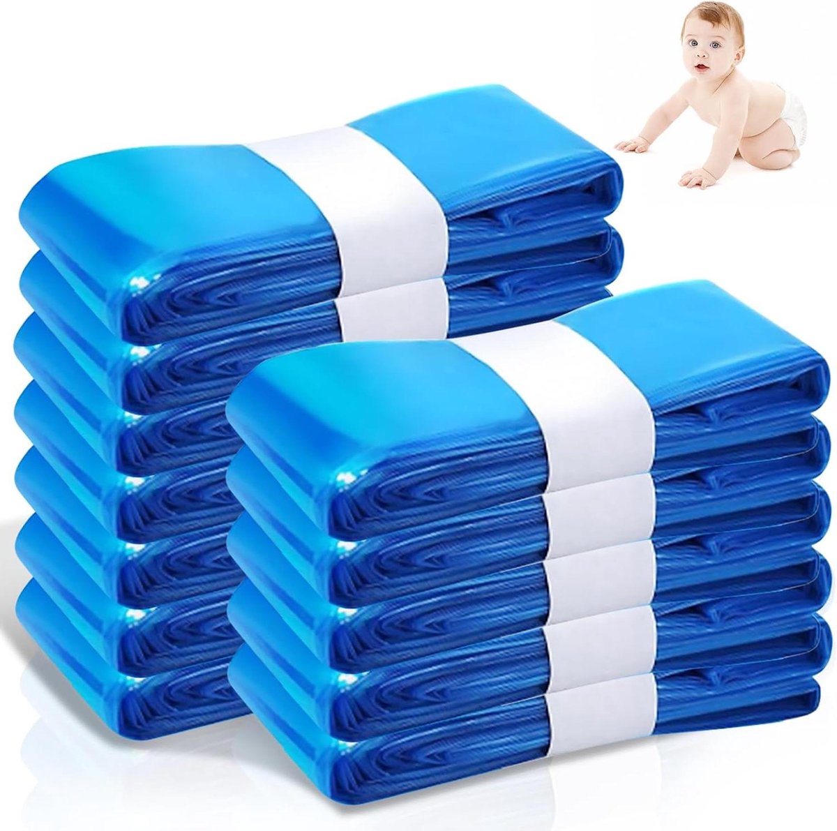 Navulcassettes Luieremmer - Luierzakken - Luierafval Verwerken - 7-laags Geurbescherming - 12 stuks 45m - Blauw