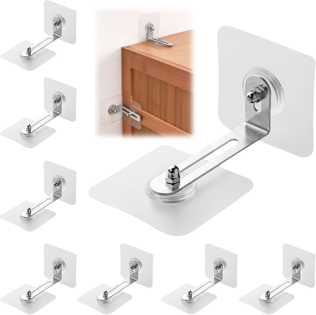 8 stuks kantelbeveiliging meubels, geen stansende wandbevestiging