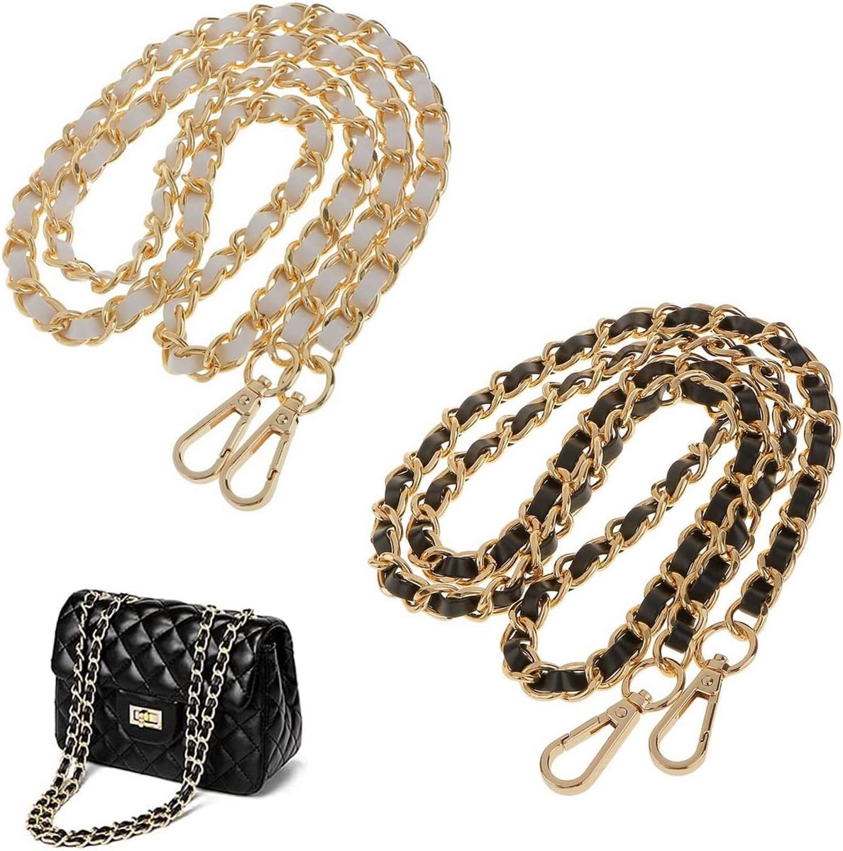 2 stuks tasketting, 120 cm ketting, draagriem, metalen ketting