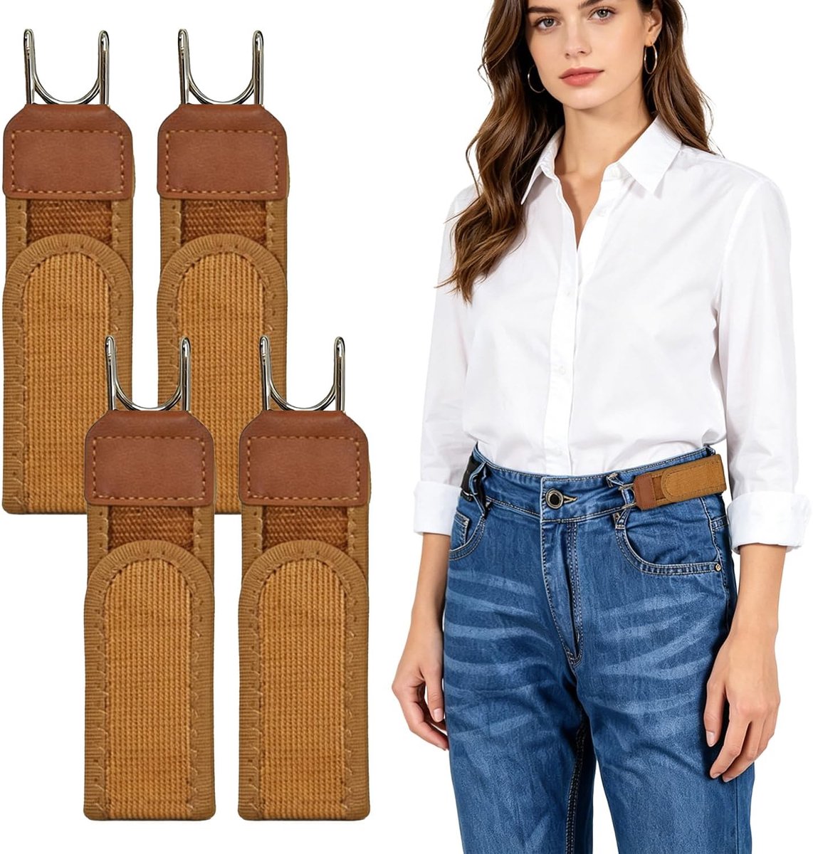 Riemen zonder gesp voor heren – Unisex elastische riemen met metalen