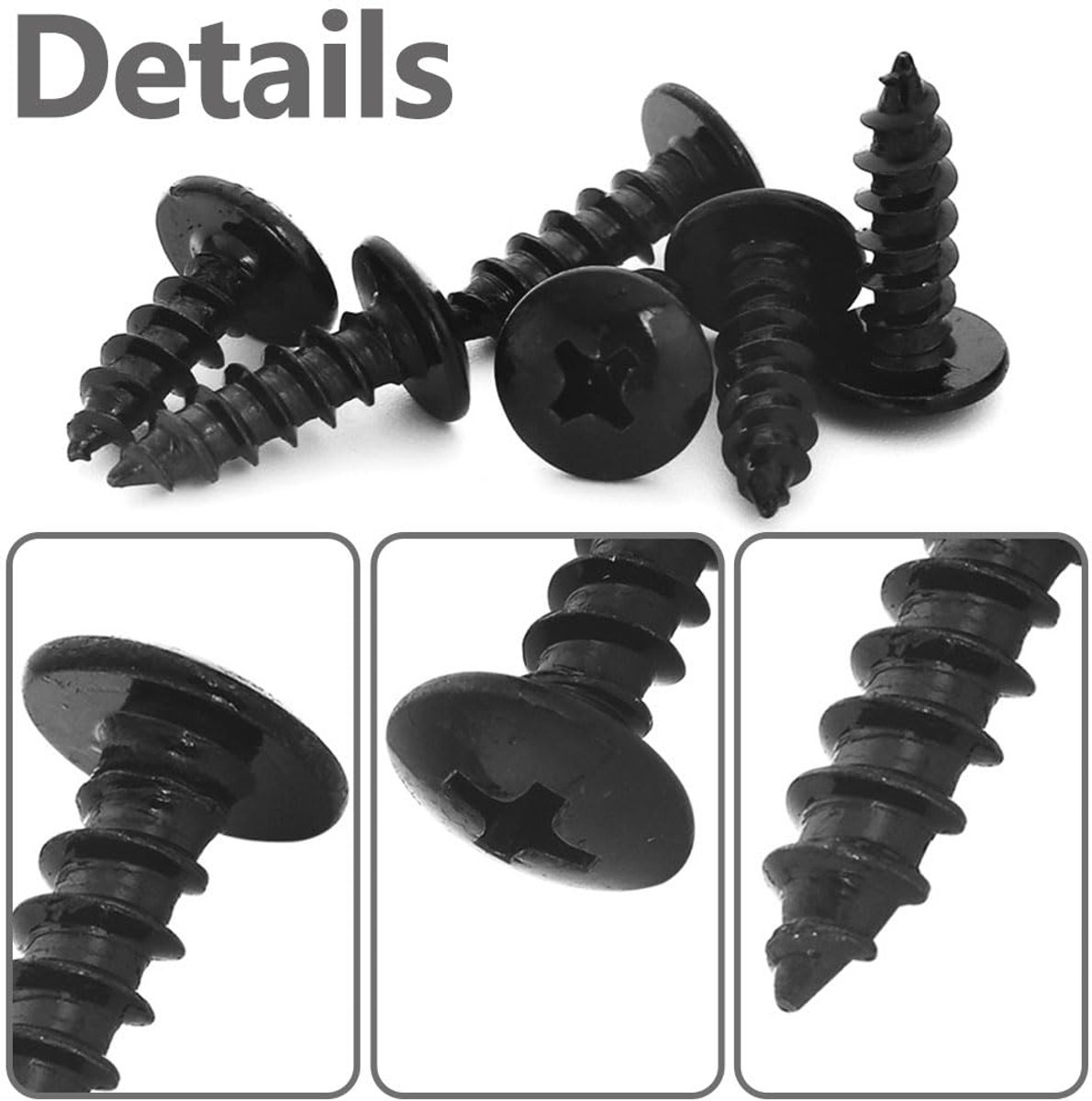 20 stuks M4x40mm Schroeven Houtschroeven, Zwart Koolstofstaal Ronde Kop Paddestoel Hoofd Bevestiging Schroeven, Zelfborende Schroeven