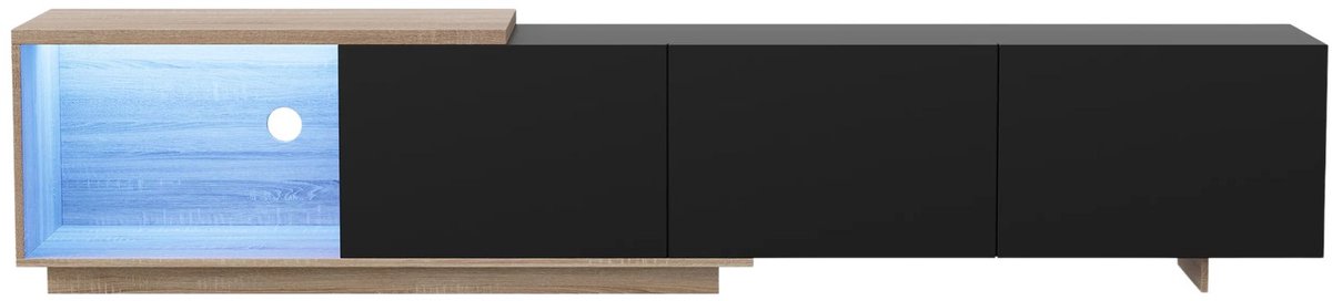 Happiq TV Meubel - Modern Dressoir met LED Verlichting, Lades, Opbergruimte Zwart