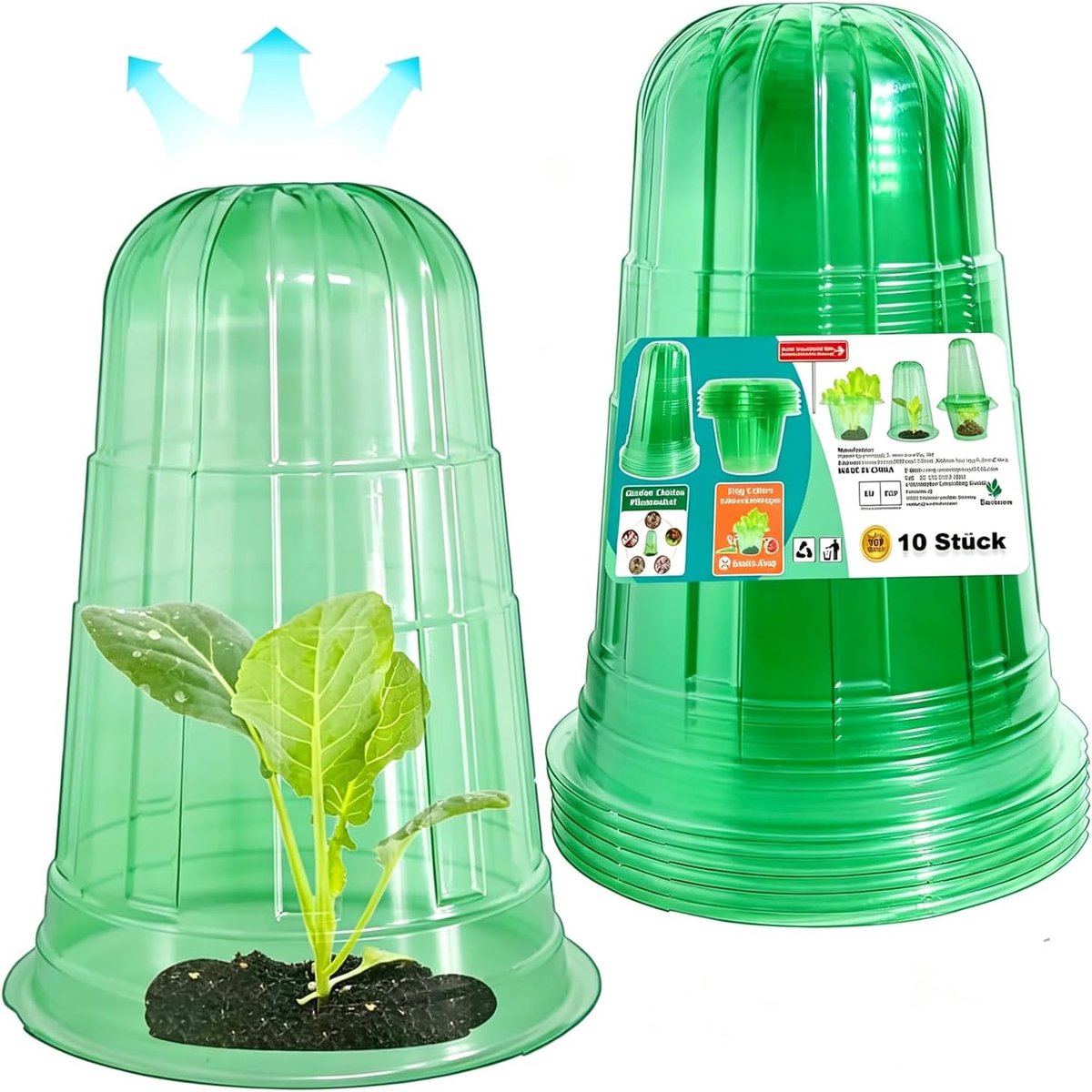 Plantenhoed, plantenmuts voor slaplanten ter bescherming tegen vogels, slakken, vorst of kou - Beschermt planten tegen dierenvraat, kan worden gebruikt met een slakkenkraag.