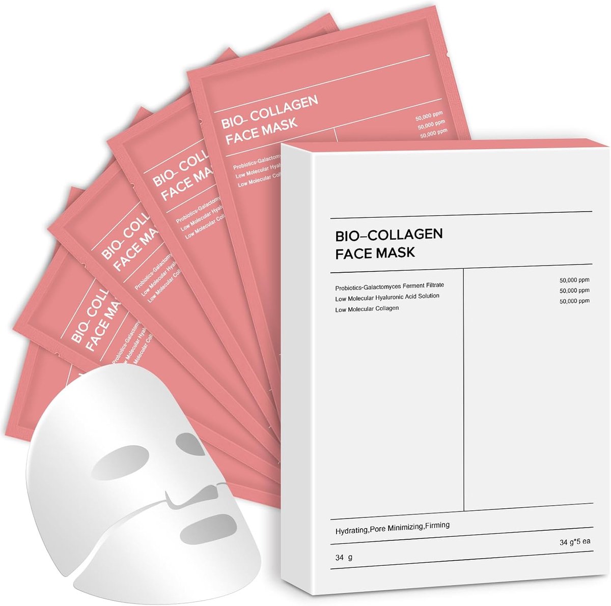 collageenmasker, 5 Stuks Organisch Collageen Diep Masker