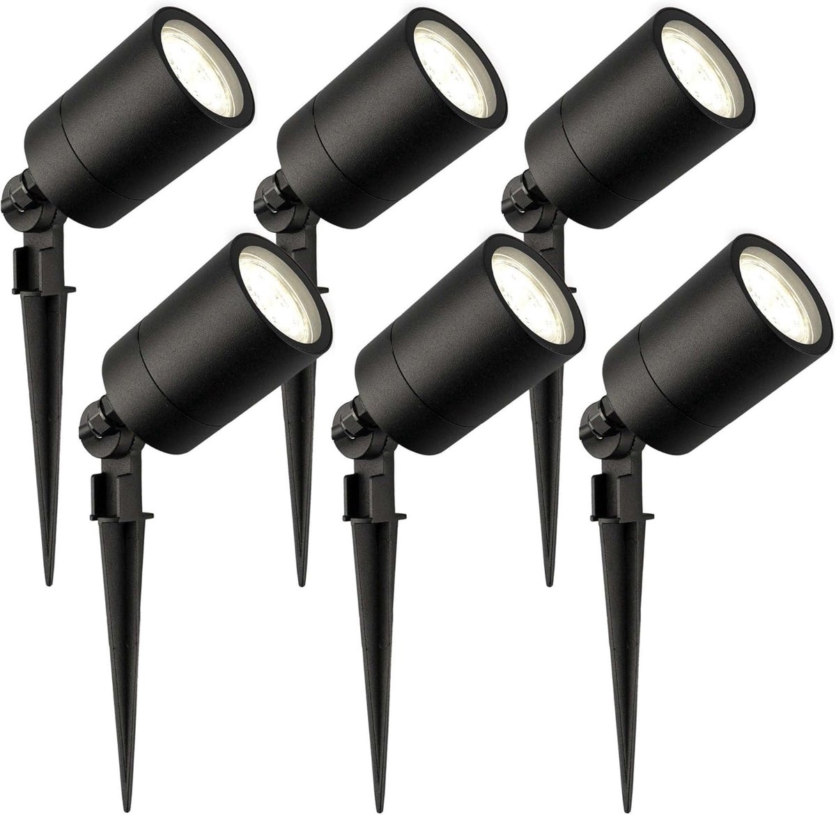 Led Prikspot met grondspies 6 stuks 2m neutraal wit 1W Gu10 Ip65 Voor