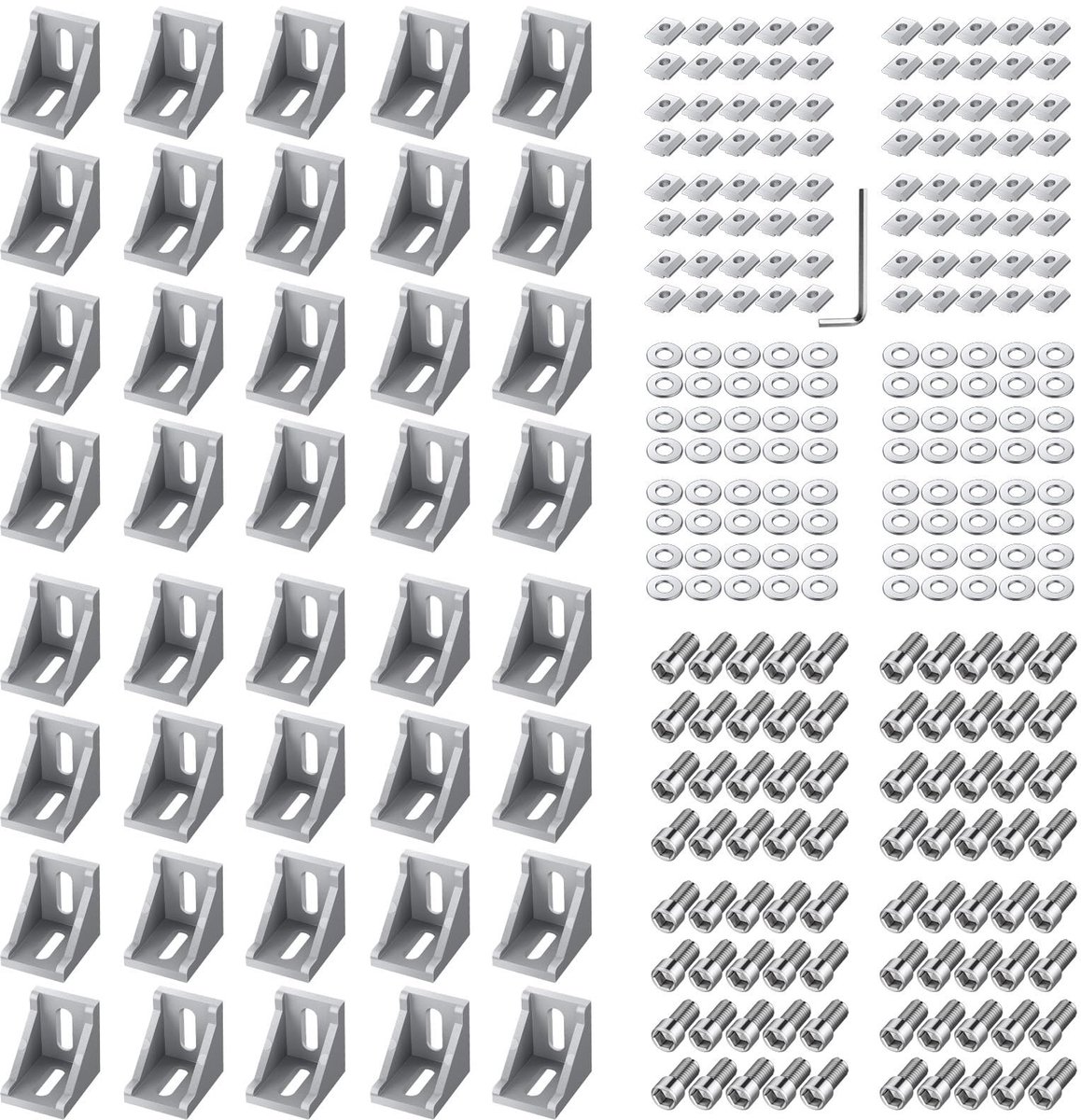 Omgoods - 40 Stuks Aluminium Hoekverbindingen - 90 Graden L Hoekbeugels