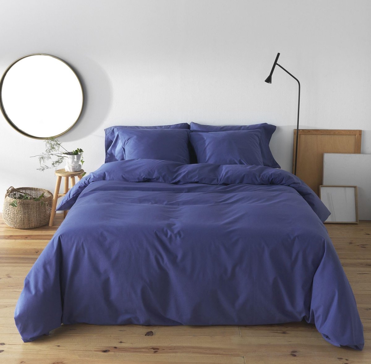 Omgoods - Effen Blauw Katoenen Dekbedovertrek 200 x 200 cm