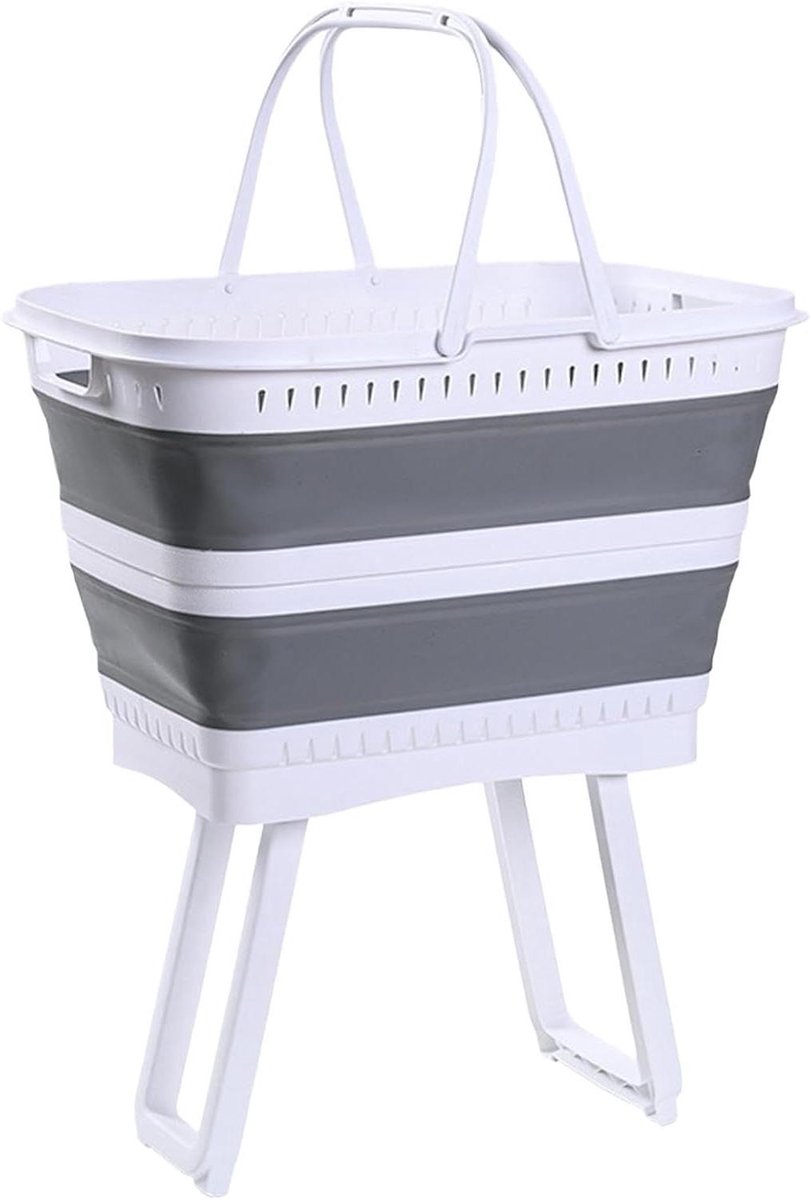 Opvouwbare Wasbak - Wasemmer Mand - Outdoor Activiteiten - Met Afvoer - 26 Liter - Grijs