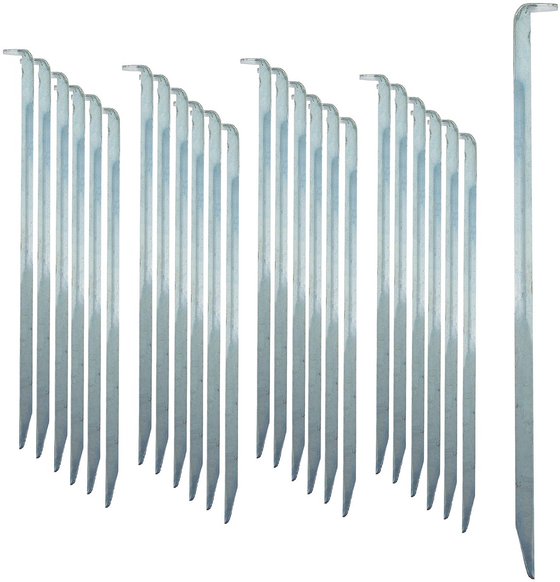 Omgoods - 24 Stuks Stalen Tent Pegs - 22 cm Lange V-profiel Haringen voor Kamperen en Buitenactiviteiten