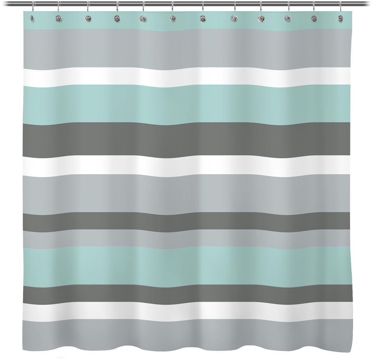 Omgoods - Waterdicht Douchegordijn met Strepen Aqua Blauw 180 x 240 cm
