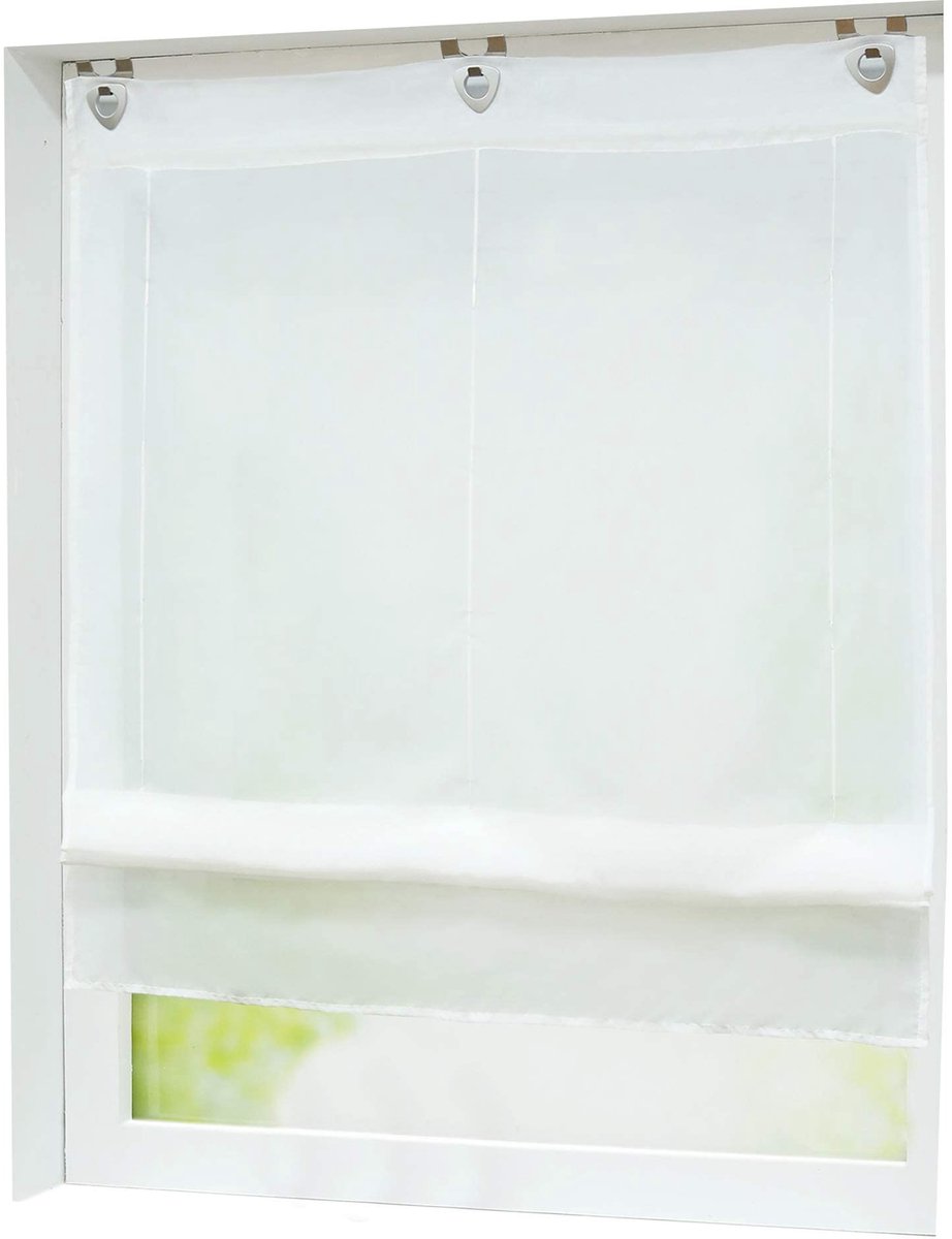 Omgoods - Joyswahl Roman Rolgordijn Effen Polyester met Haken, Transparant 80x130 cm