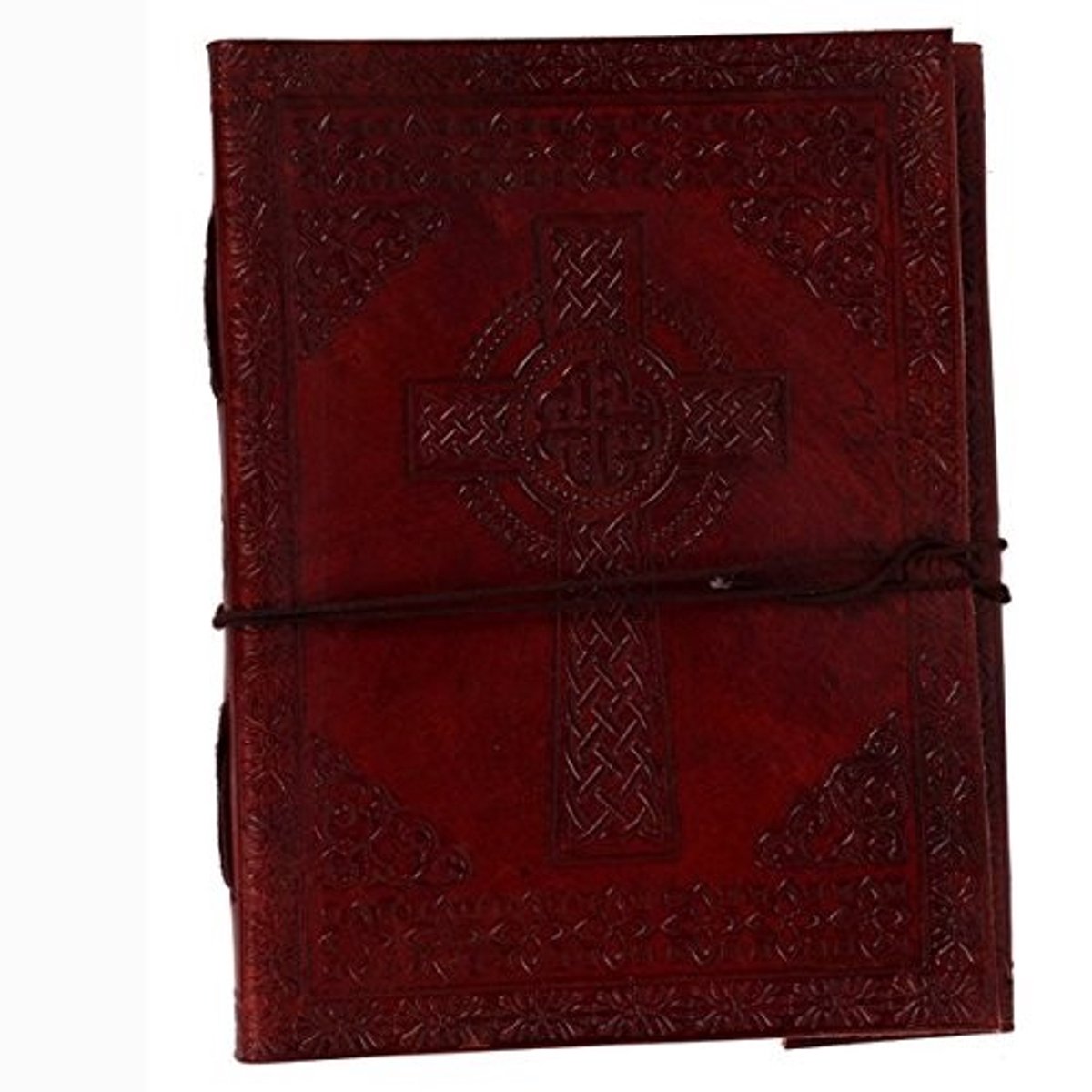 Omgoods - Leren Notitieboek met Natuurlijk Papier - Celtic Cross Design