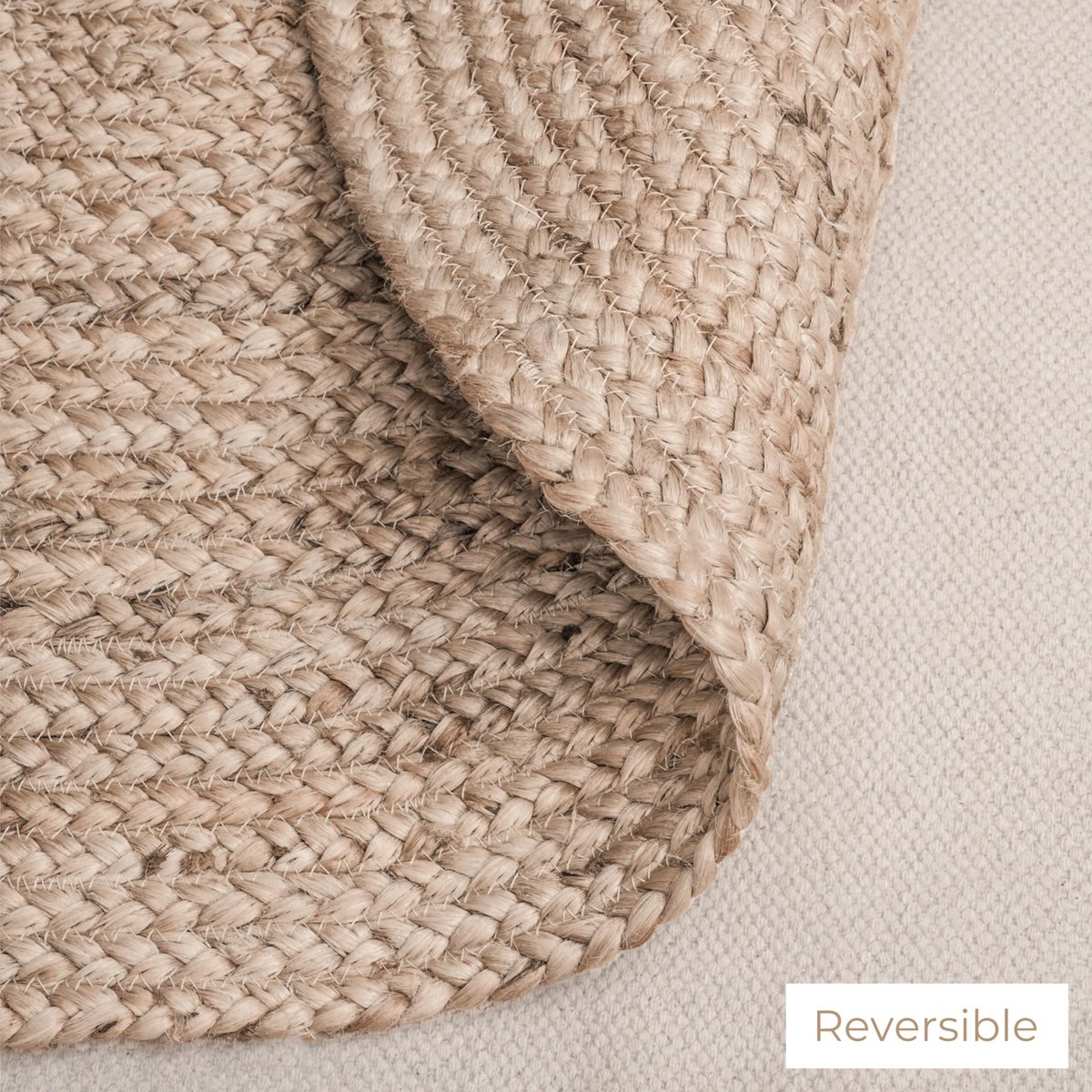 Omgoods - Ovalen Jute Tapijt - 4x2 voet, Duurzaam en Reversible voor Binnen en Buiten