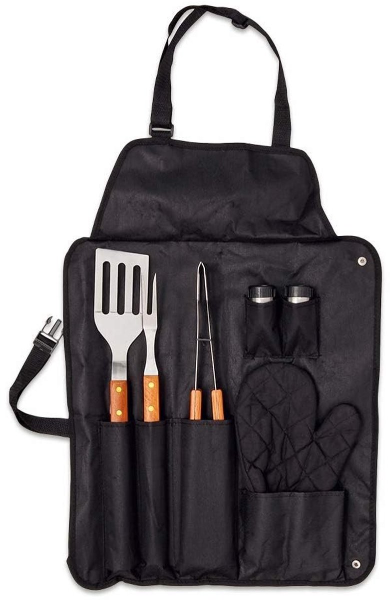 Omgoods - 7-Delige Grillset met Schort en Handschoenen