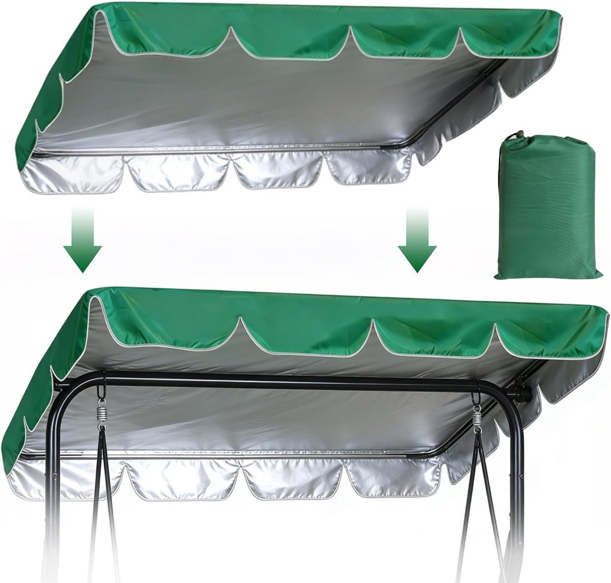 Schommelbank 420D Oxford met waterdichte UV-bescherming, vervangend dak 210 x 145 cm, universeel en duurzaam