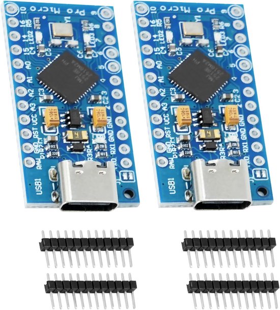 Pro Micro Development Boards met 32u4 Chip, 5V/16MHz, USB Type-C Interface, Compatibel met Arduino (2 Stuks)