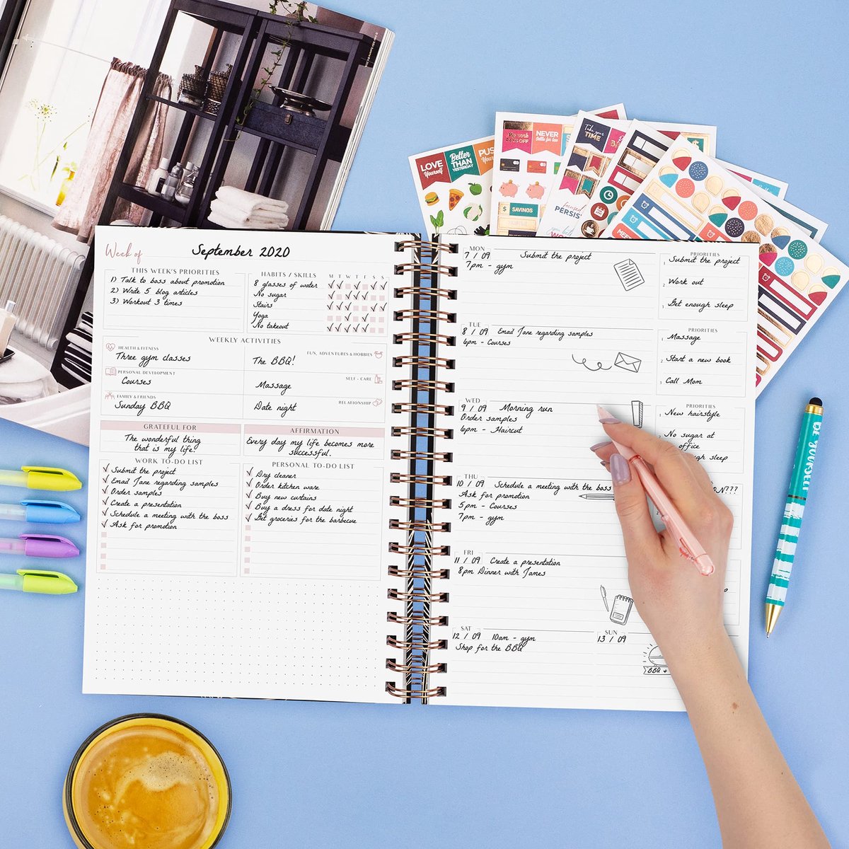 SnelShoppen - Grote Wekelijkse Planner - Elegante Levens- en Budgetplanner - Organizer & Productiviteitsdagboek - 20 x 27 cm Harde Kaft, Ongedateerd