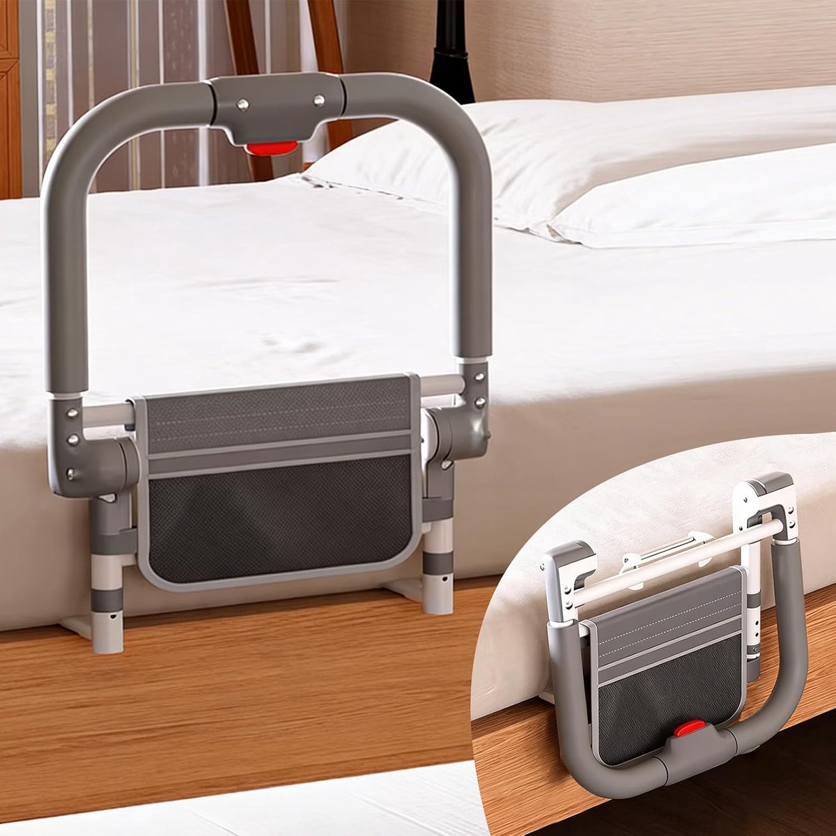 SnelShoppen - Opstahulp bed voor senioren, inklapbaar, in hoogte verstelbaar met tas, praktische steun voor bed, veilig en comfortabel, ideaal voor ou