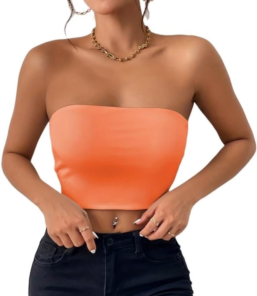 Top voor Vrouwen Zomer Strapless Crop Tops Sexy Mouwloze Bandeau Vest Topjes Zonder Vulling Dames Basic Rekbaar Slank Passend Rugloze Y2K Top Casual Uitgaansoutfit