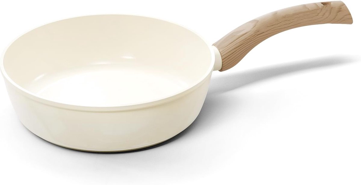 Casserole 24 cm - ivoorkleurig - keramische antiaanbaklaag - veilig en gemakkelijk schoon te maken - SnelShoppen