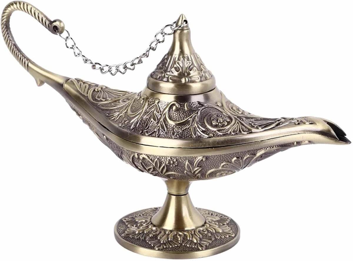 Magische Genie Lampen, Vintage Magische Legende Aladdin's Genie Lamp Wenslamp Arabische Kostuum Rekwisieten Tafel Decor Voor Thuis Bruiloft Feest(Bronzen)
