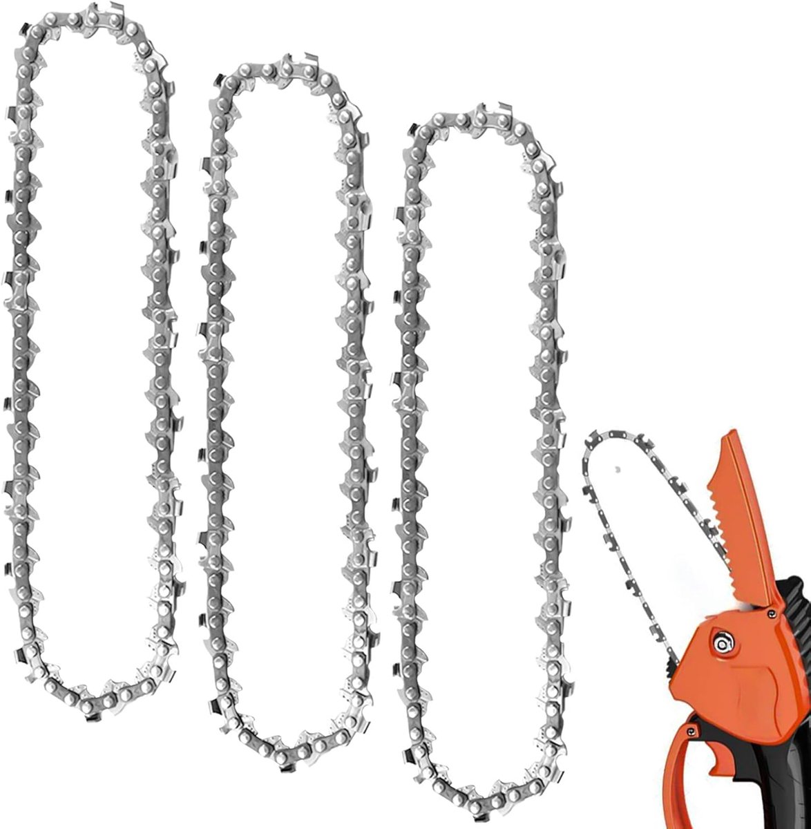 Zaagketting, 3 stuks, 25 cm, 3/8 LP, 40 aandrijfschakels, 1,1 mm, terugslagarm, compatibel met Einhell-GE-LC 18/25 Li zaagketting Oregon zaagketting