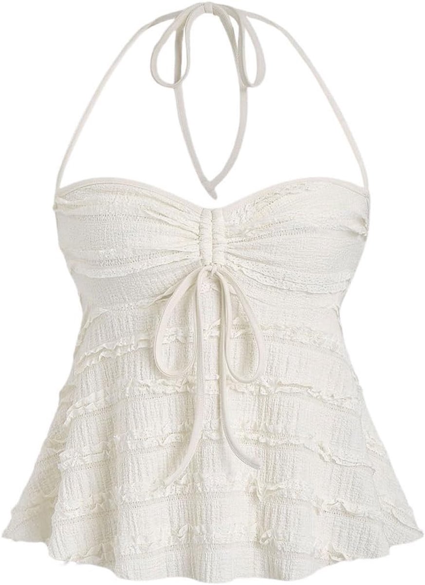 Y2K Crop Top voor dames, haltertop, buikweg-bovenstuk, haltertop, zomertop met bandjes
