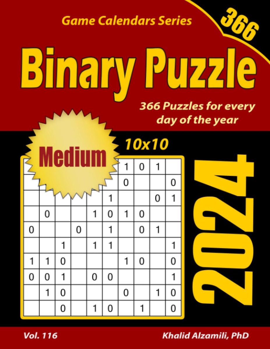 SnelShoppen - 2024 Binary Puzzelboek: 366 Medium (10x10) Puzzels voor Elke Dag van het Jaar, Breinbrekers voor Volwassenen en Kinderen, Ideaal voor Vr