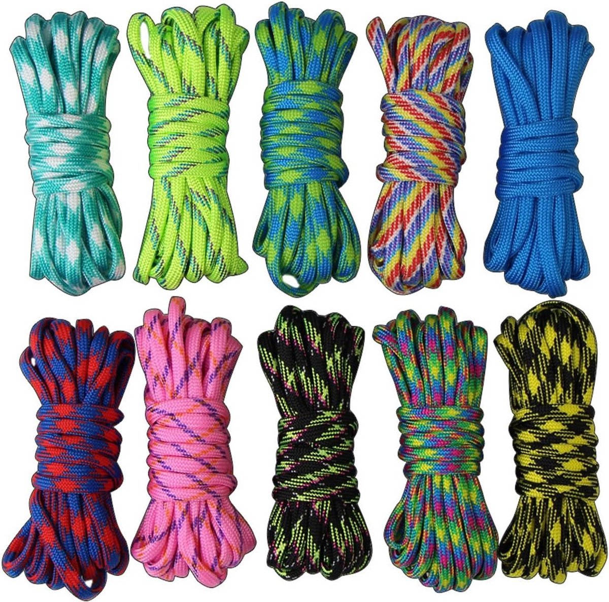 10 Stuks Paracord Touw 4mm Kleur Nylon voor DIY Weven, Survival Armbanden, Sleutelhangers en Kampeertouwen