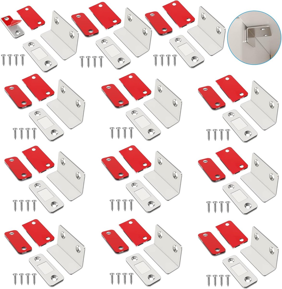 Deurmagneet 12 Stuks - L-vormige deurmagneten - Zelfklevend - Sluitkasten veilig af - ShopVlot