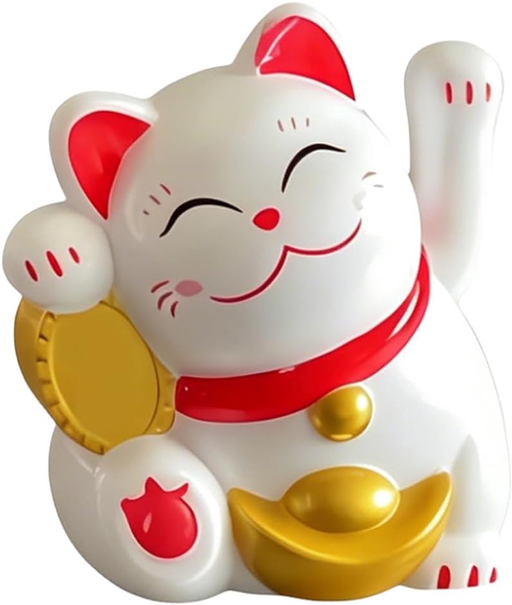 Neko Fortune Cat met beweegbare arm, op zonne-energie, Lucky Cat zonne-energie, mini-katten, welkom, schattige kat voor decoratie van het dashboard thuis