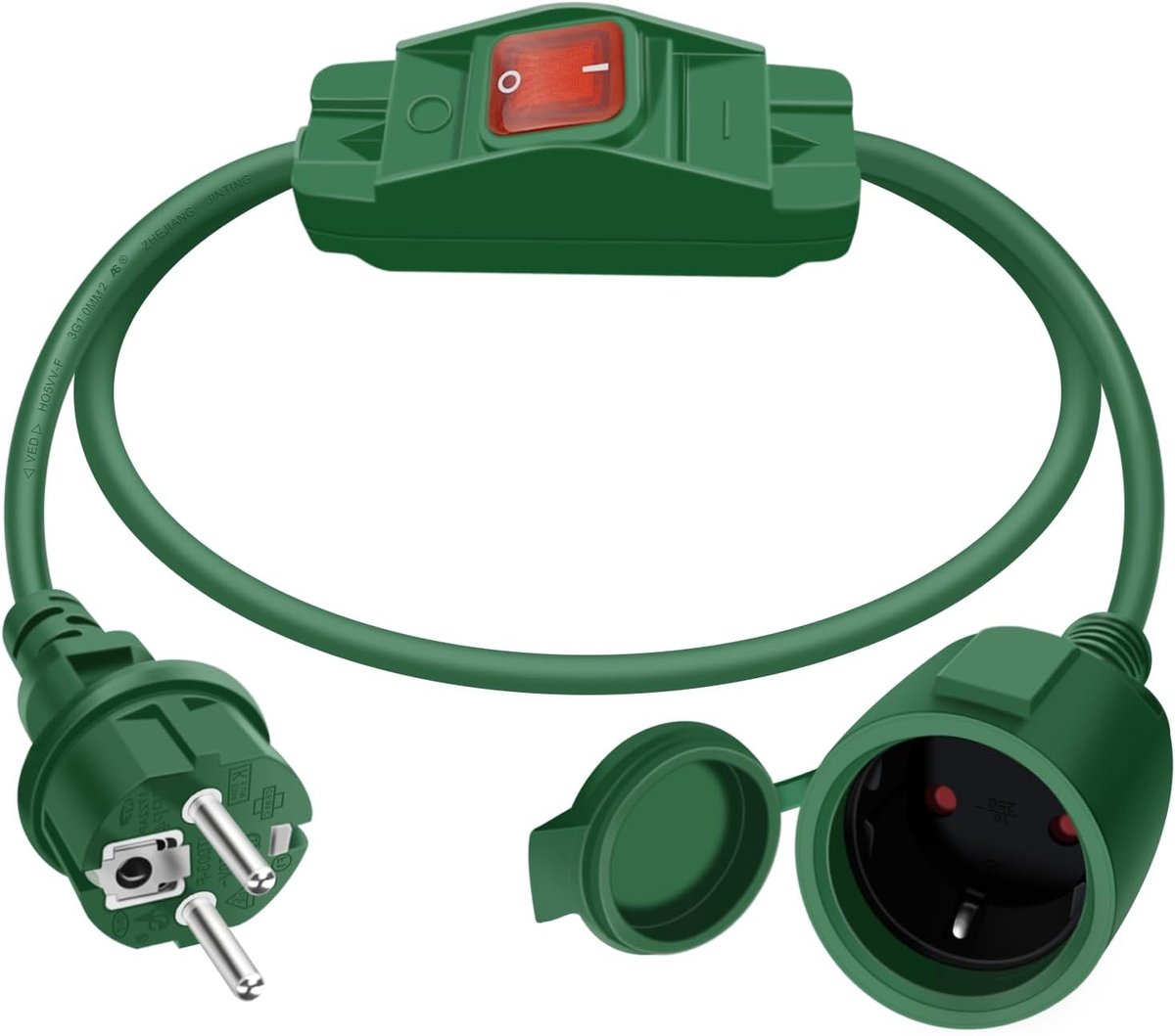 Schuko verlengkabel met schakelaar 16 A - 250 V - waterdicht - ideaal voor binnen en buiten gebruik - ShopVlot