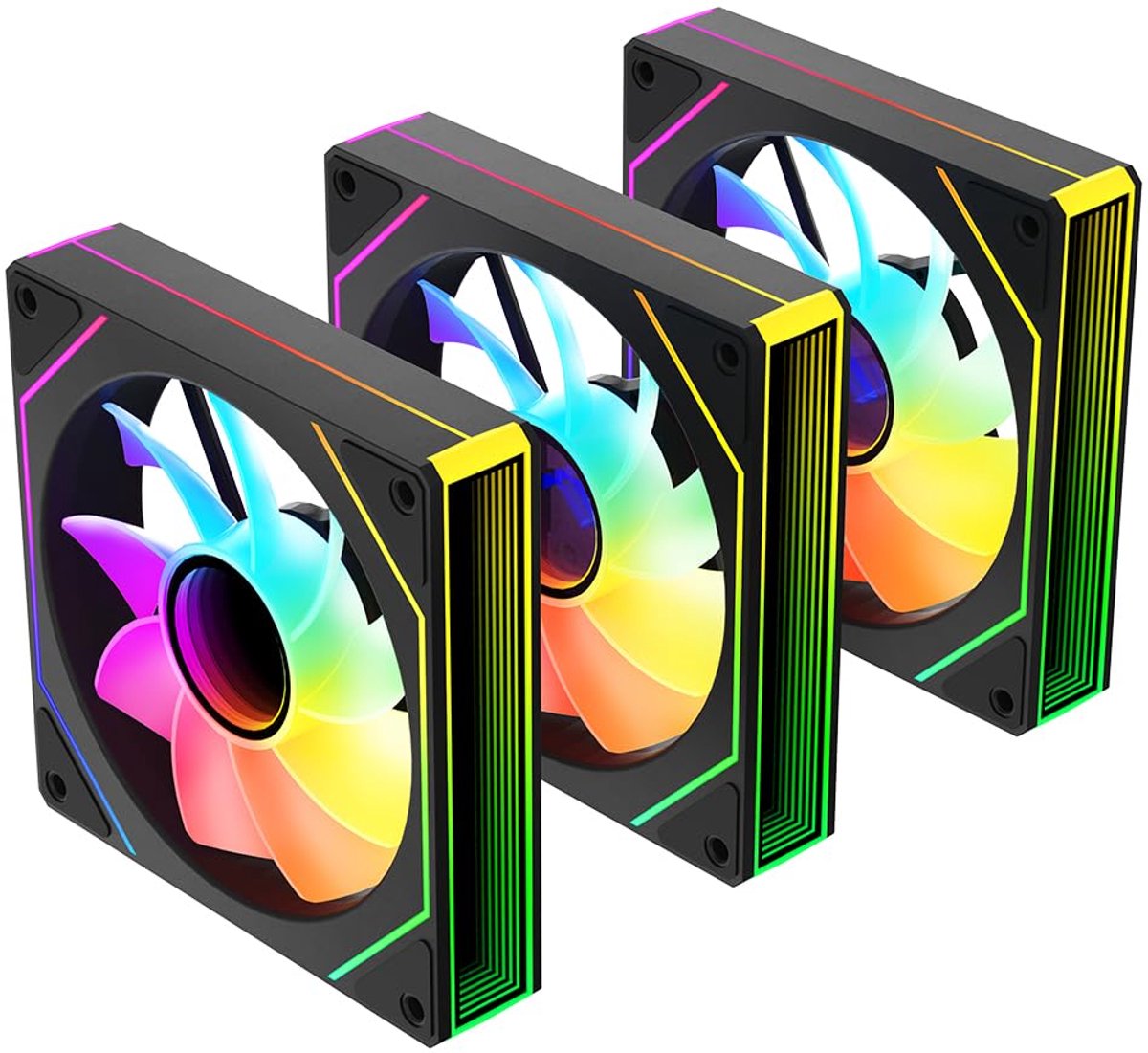 Prism 4MAX 120 mm Infinite Mirror ARGB PC Fan with PWM Control and ARGB Effect (BK×3, Reverse Flow)