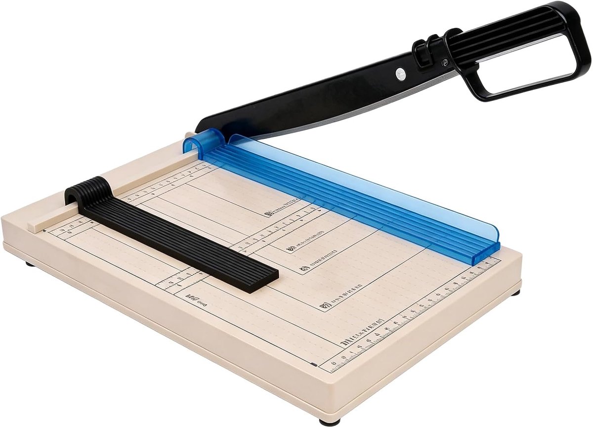 SnelShoppen - A4 Papier Snijmachine, Papier Cutter, Lever Snijder met Veiligheidsbescherming, Snijplank voor 12 Vellen tot 70g, Robuuste ABS Construct