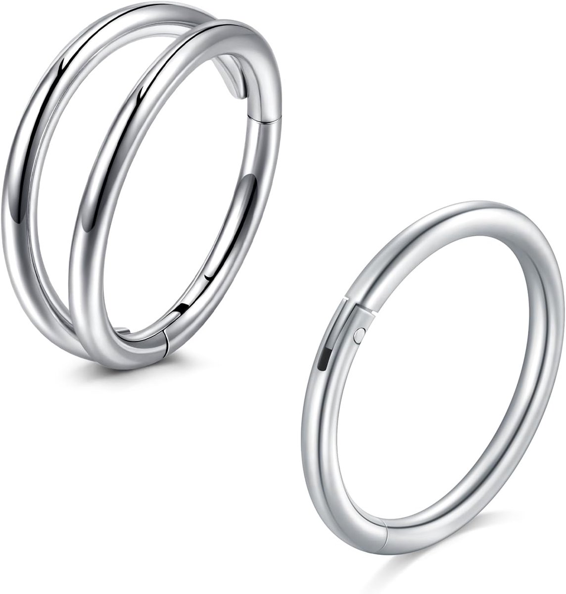 Ringen, scharnierende clicker-septumring, 316L chirurgisch staal