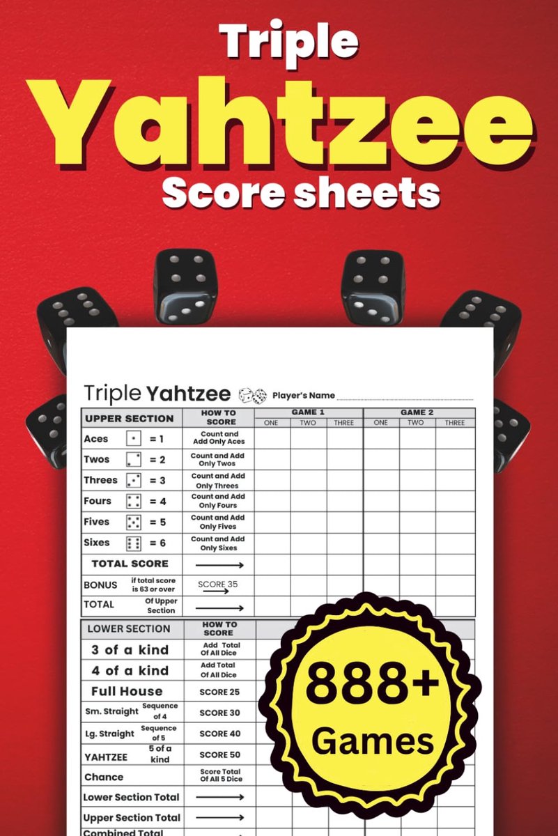 Yahtzee scorebladen 150 pagina's - voor het bijhouden van meer dan 800 spellen - met matte omslag - ShopVlot