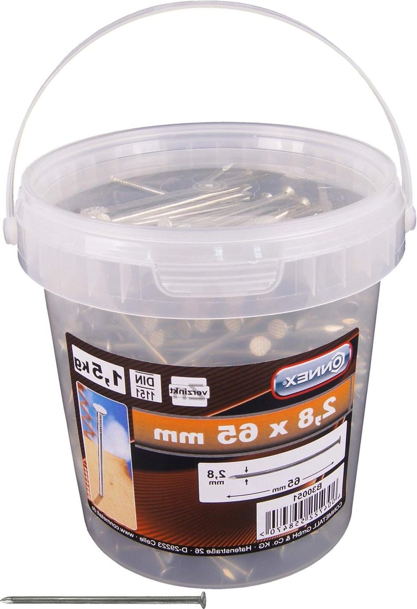 Spijkers - Nagels - Klusmateriaal - Platte kop - 28 x 65 mm - Metaal