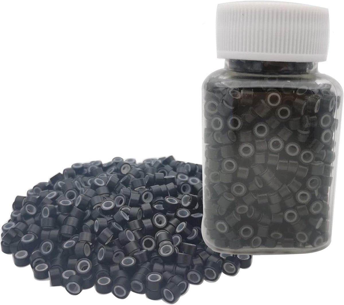 1000 stuks 5 mm siliconen microrings inzetstuk haarverlenging lussen voor verlenging haarverdichting schakelkralen voor I Tip extensies van echt zwart haar