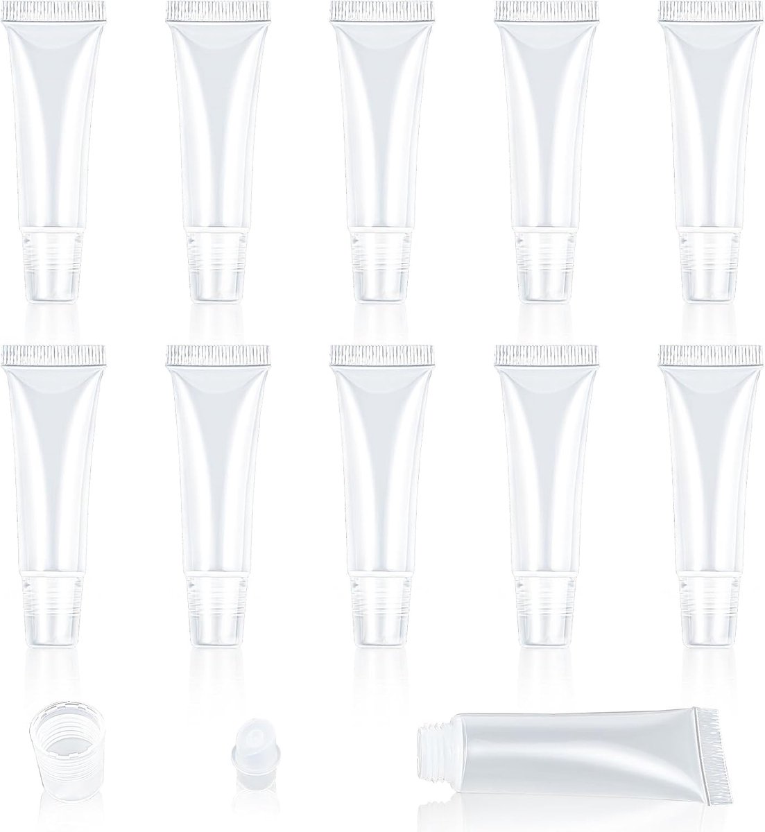 Lege Lipgloss Tubes, 10 stuks, transparant, kunststof, zachte
