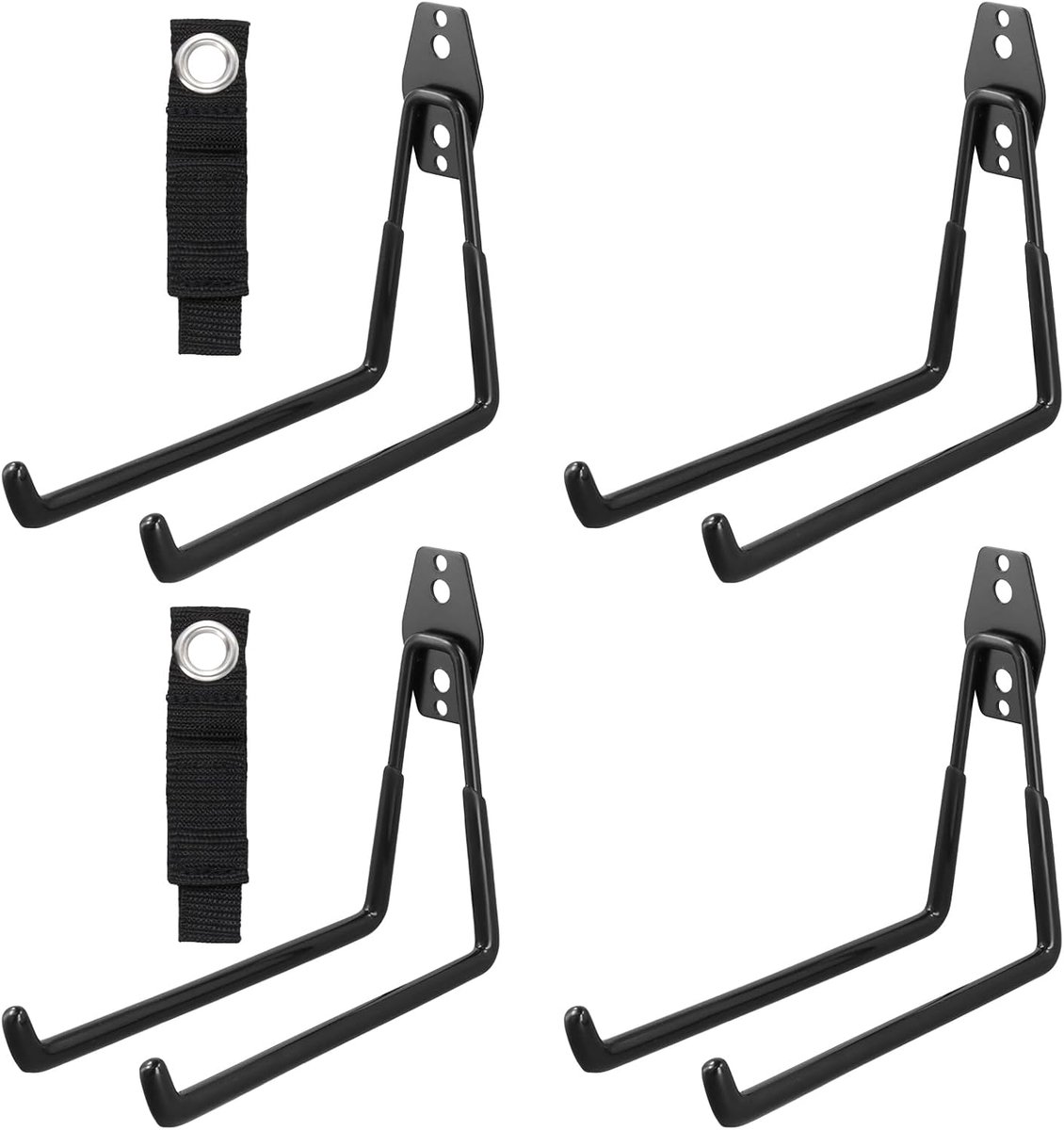 SnelShoppen - Pack van 4 Duurzame Muurhaken met Antislip Coating - Stevige Stalen Haken voor Garage, Tuin en Sport - Voor het Ophangen van Gereedschap