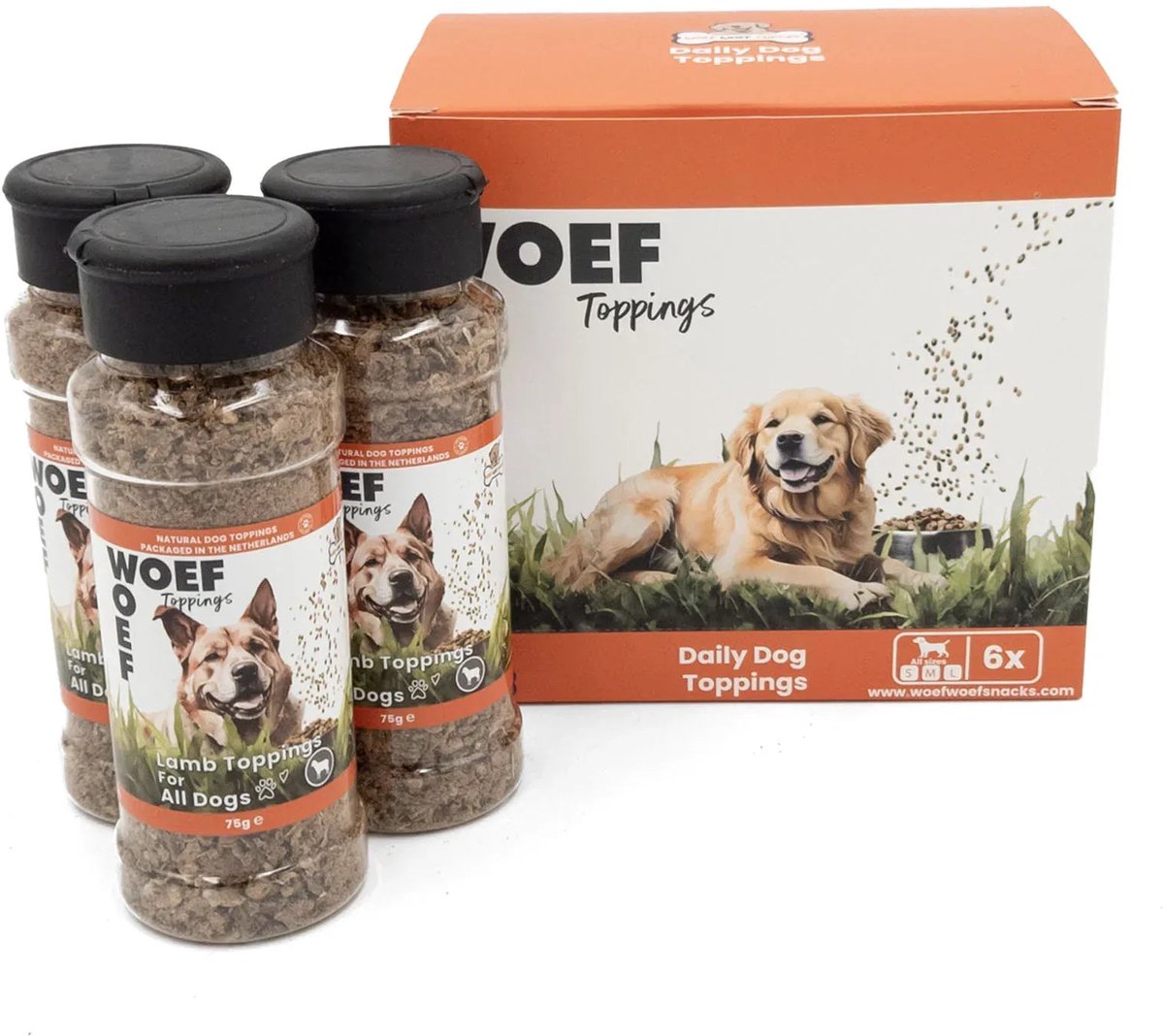 Woef Woef Snacks Hondensnacks Lams Toppings - 0.45 KG - Hondenvoer Toppings - Lam - Alle honden en alle leeftijden vanaf 2 maanden - Geen toevoegingen