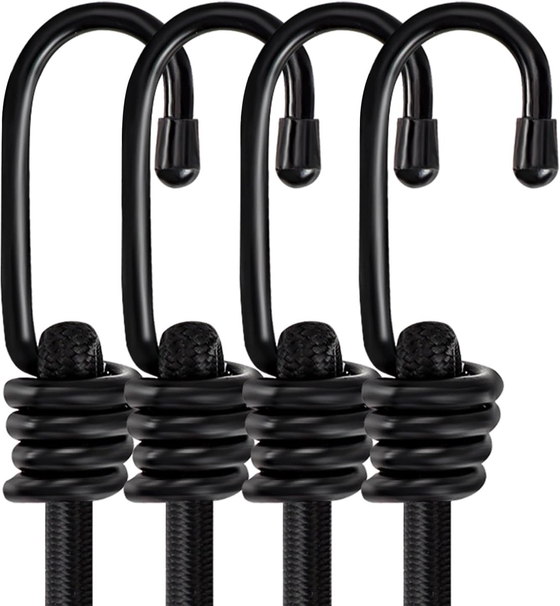 SnelShoppen - 4 stuks 60 cm Bungee Koorden met Haken, 8mm Dikke Elastische Bungee Touwen, Hoge Sterkte, Zware Duurzaam Bungee Straps voor Fietsen, Kof