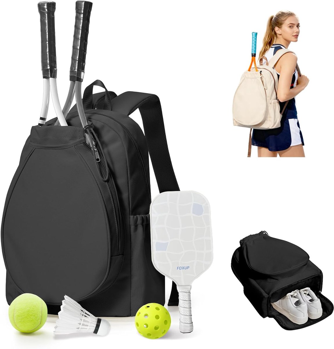 SnelShoppen - Tennisrugzak, Sportrugzak Unisex voor Mannen en Vrouwen, Rackettas met Grote Opbergruimte, Ideaal voor Tennis en Badminton, Inclusief Wa