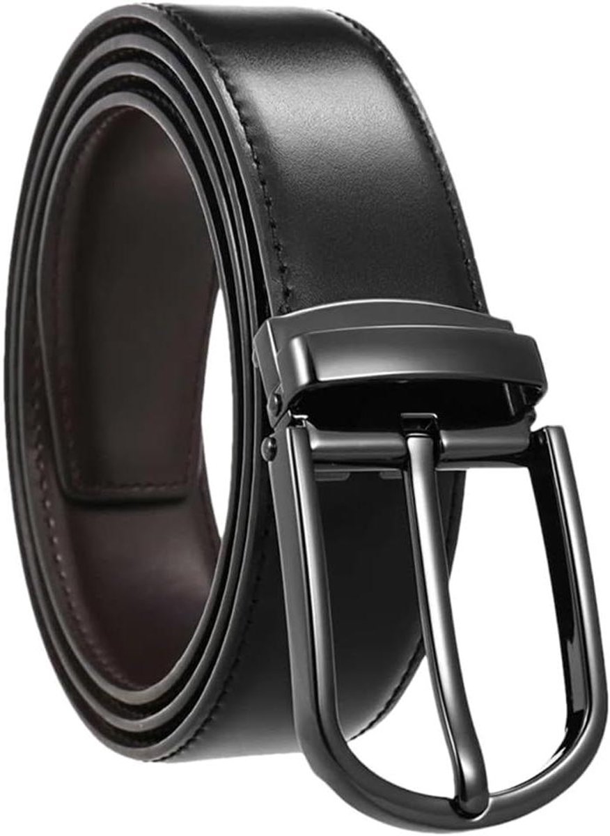 Leren Heren Riem - Gesp Riem - Dagelijks Gebruik - Omkeerbaar Ontwerp - 3.2 cm Breed - Zwart/Bruin