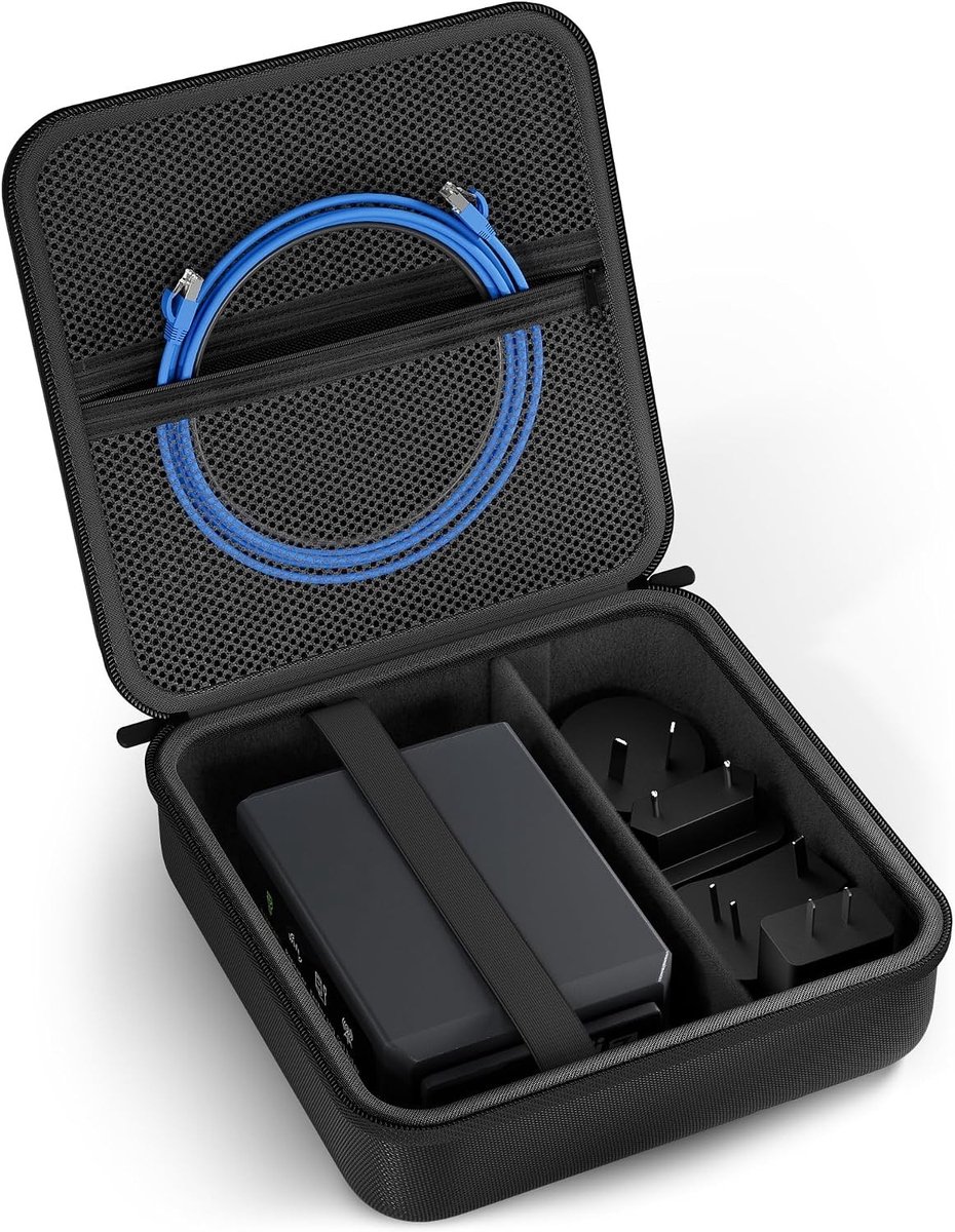 Draagbare Organizer Tas voor WiFi Routers, Power Adapter en Accessoires - Ideaal voor GL-BE3600, SFT1200, MT3000 en MT3600BE - Zwart en Compact